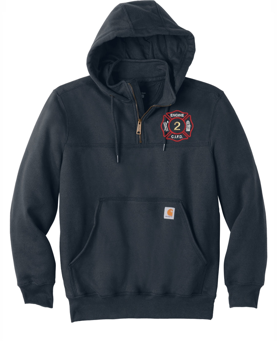 CI FIRE Engine 2 Carhartt ® Rain Defender ® Paxton Heavyweight Hooded Zip Mock EMBROIDERED Sweatshirt