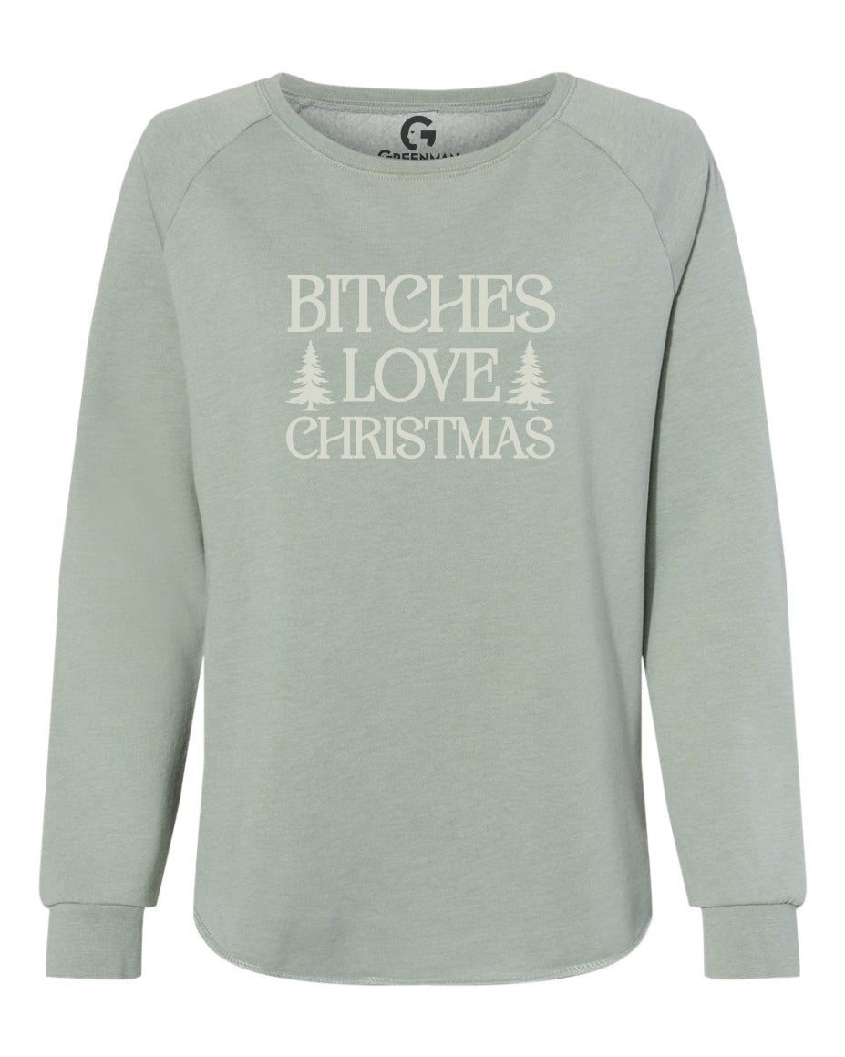 Bitches Love Christmas Womens Crewneck Sweatshirt