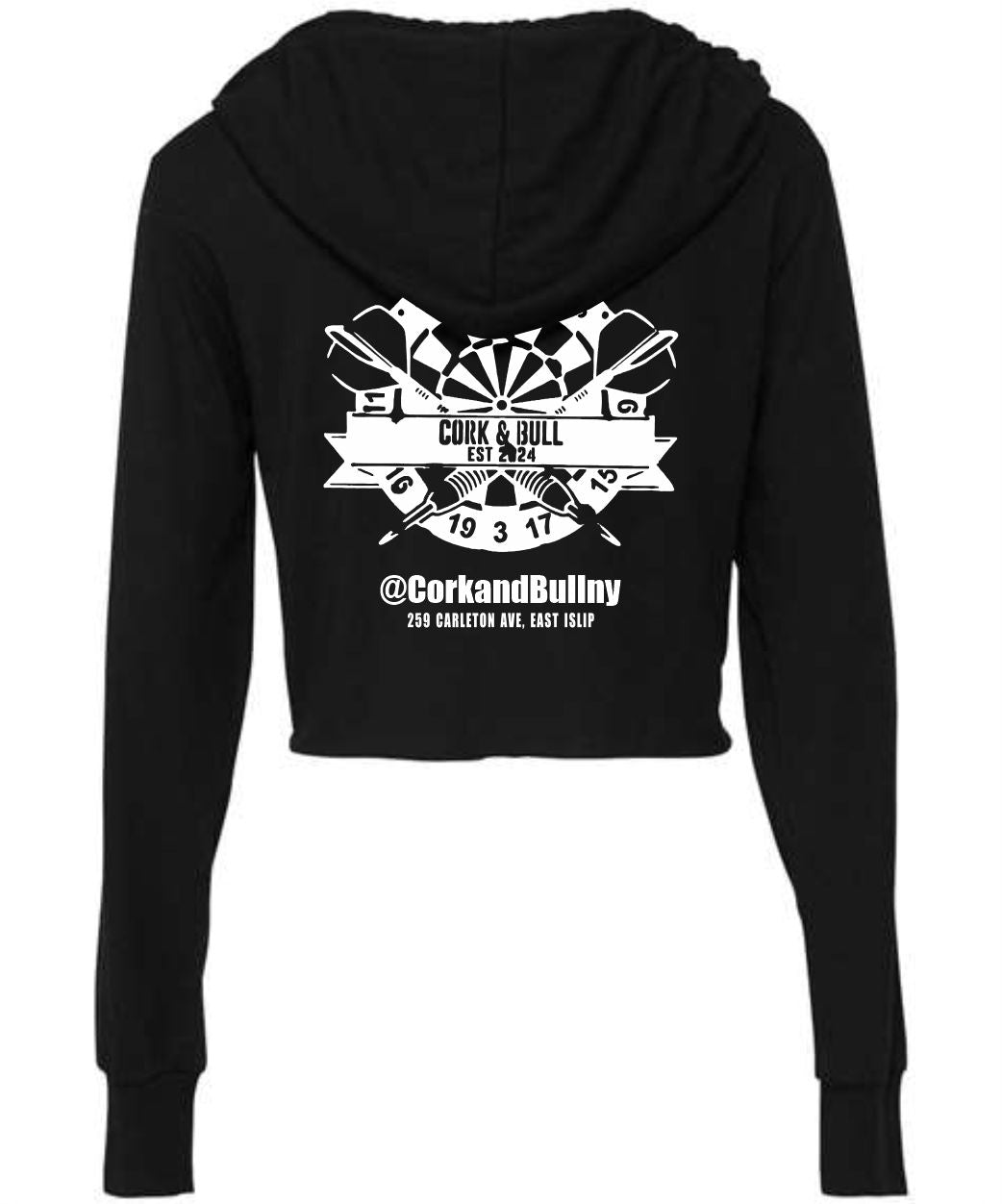 Cork and Bull Women’s Triblend Crop Long Sleeve Printed Hoodie