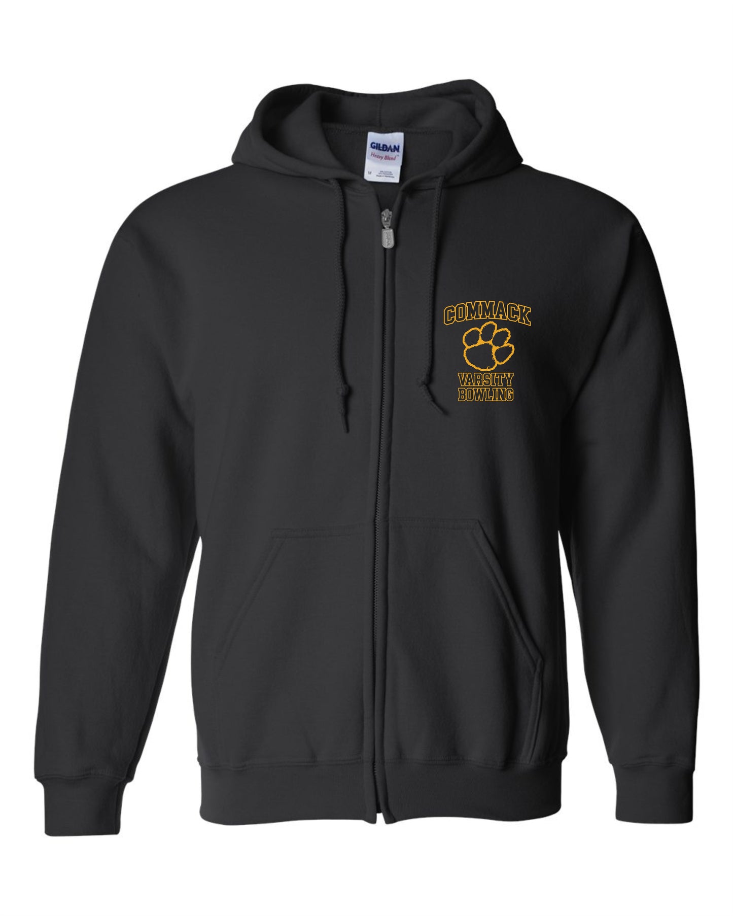 Commack Varsity Bowling Full Zip Hooded Printed Sweatshirt