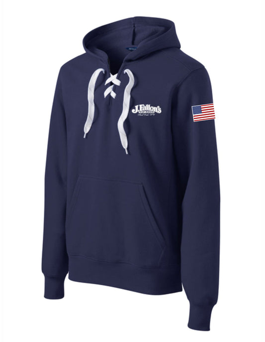 J Fallon's Sport-Tek® Lace Up Pullover Hooded Bar Design Printed Sweatshirt