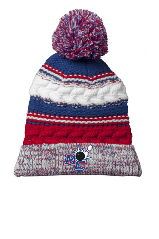Middle Country Bowling Tri-Color Pom beanie