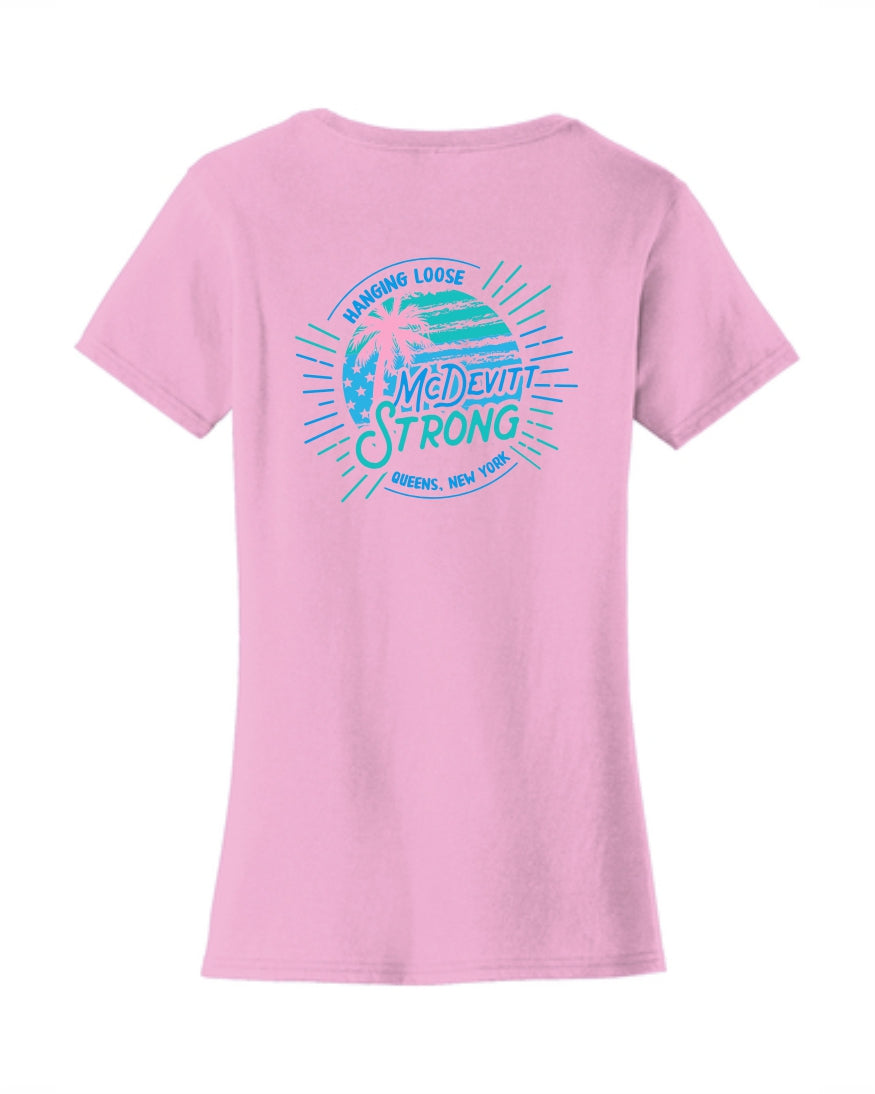 McDevitt Strong Ladies Hang Loose Pink V-Neck