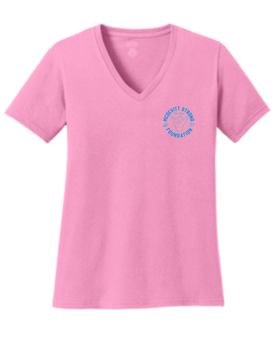 McDevitt Strong Ladies Hang Loose Pink V-Neck