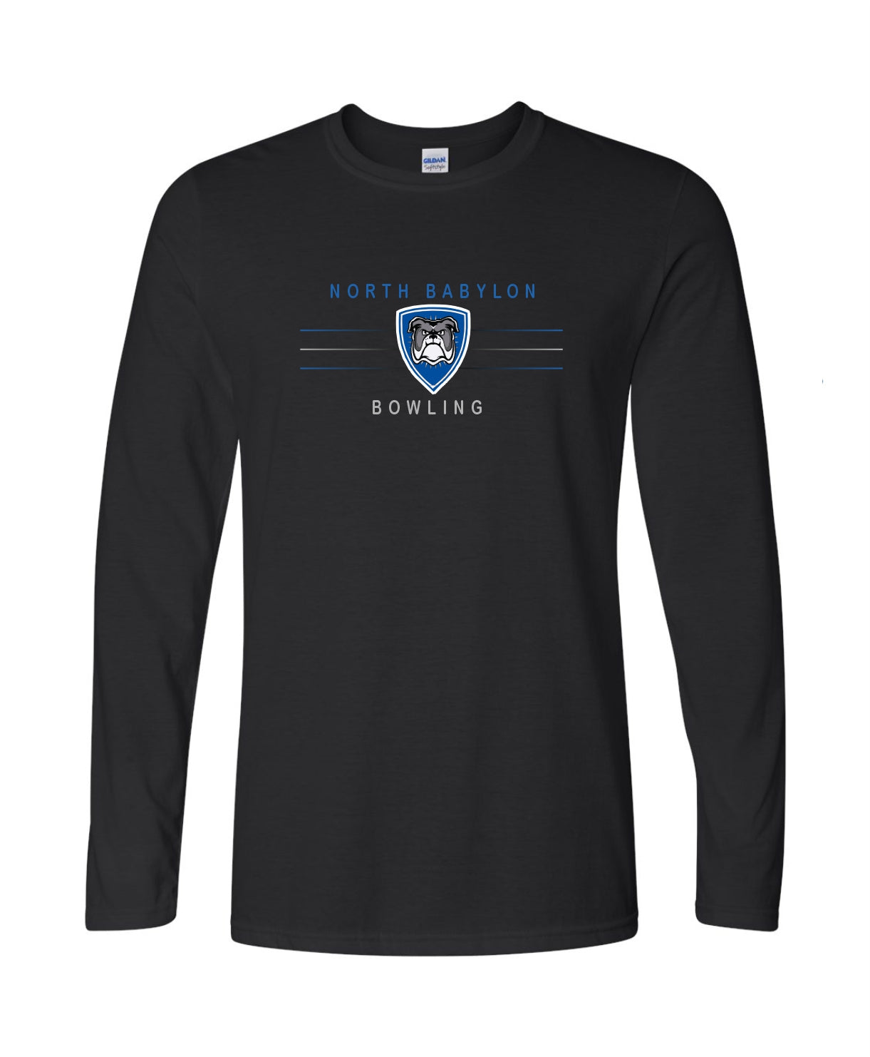 North Babylon Bowling LIned Design Longsleeve Softstyle Printed Tee