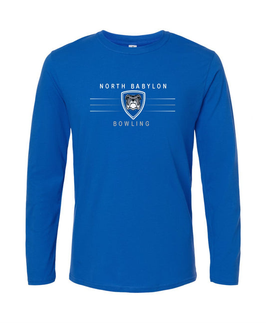 North Babylon Bowling LIned Design Longsleeve Softstyle Printed Tee