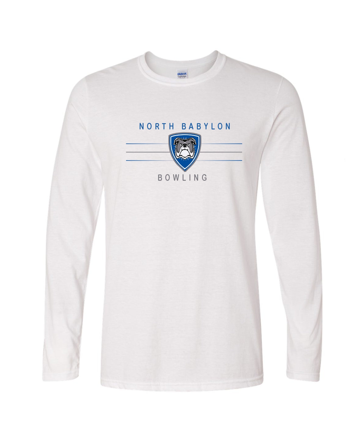 North Babylon Bowling LIned Design Longsleeve Softstyle Printed Tee