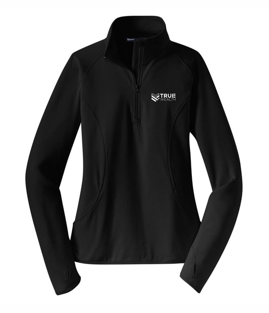 True Wealth WOMEN'S Stretch Sport Wick 1/4-Zip Embroidered Pullover