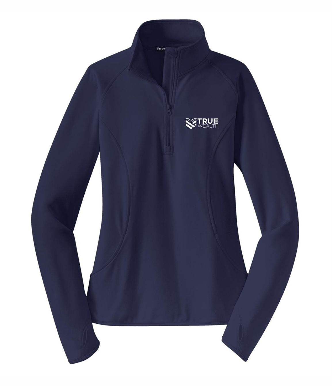 True Wealth WOMEN'S Stretch Sport Wick 1/4-Zip Embroidered Pullover