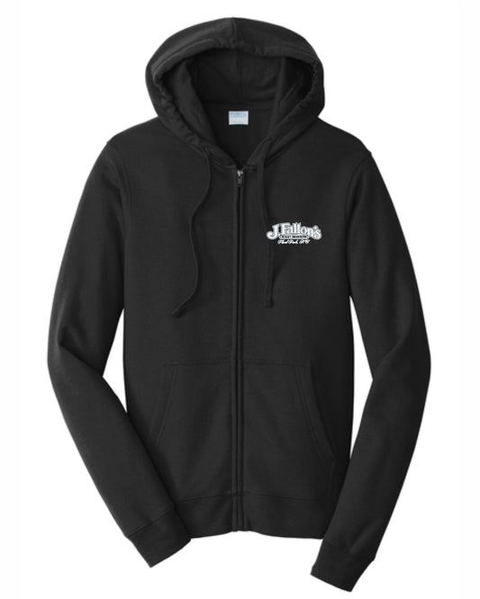 J Fallon's Bar Design Full Zip Hooded Sweatshirt Front Print