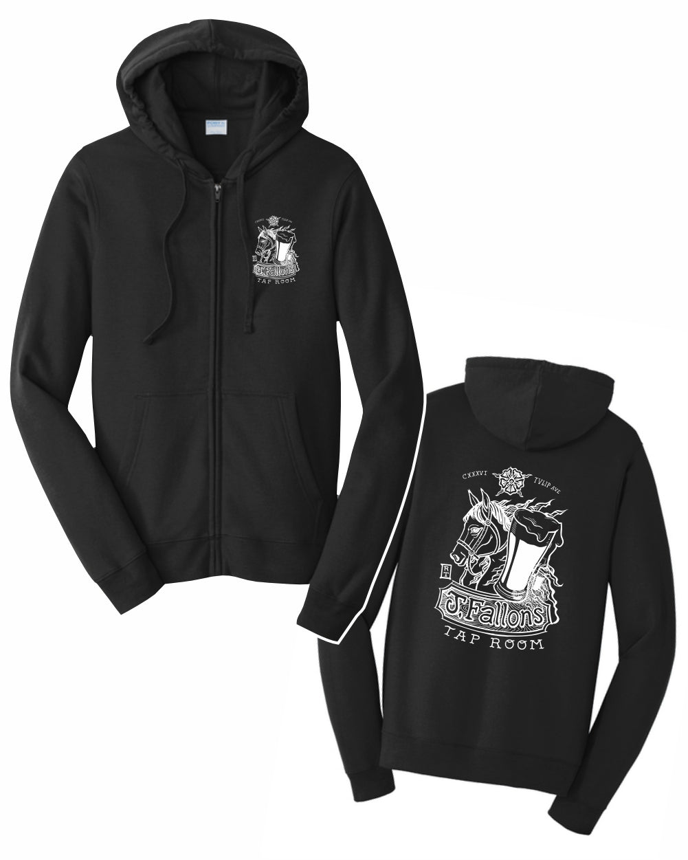J Fallon's Horse Design Full Zip Hooded Printed Front Back Sweatshirt