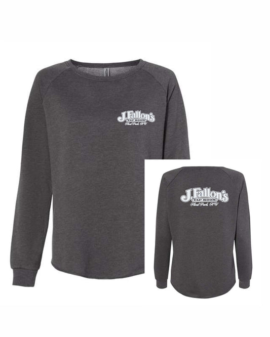 J Fallon's Women's Wave Wash Crewneck Bar Design Front and Back Sweatshirt