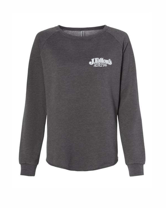 J Fallon's Women's Wave Wash Crewneck Bar Design Front Sweatshirt