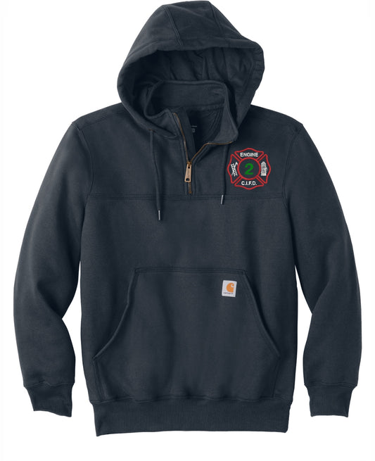 CI FIRE Engine 2 Carhartt ® Rain Defender ® Paxton Heavyweight Hooded Zip Mock EMBROIDERED Sweatshirt